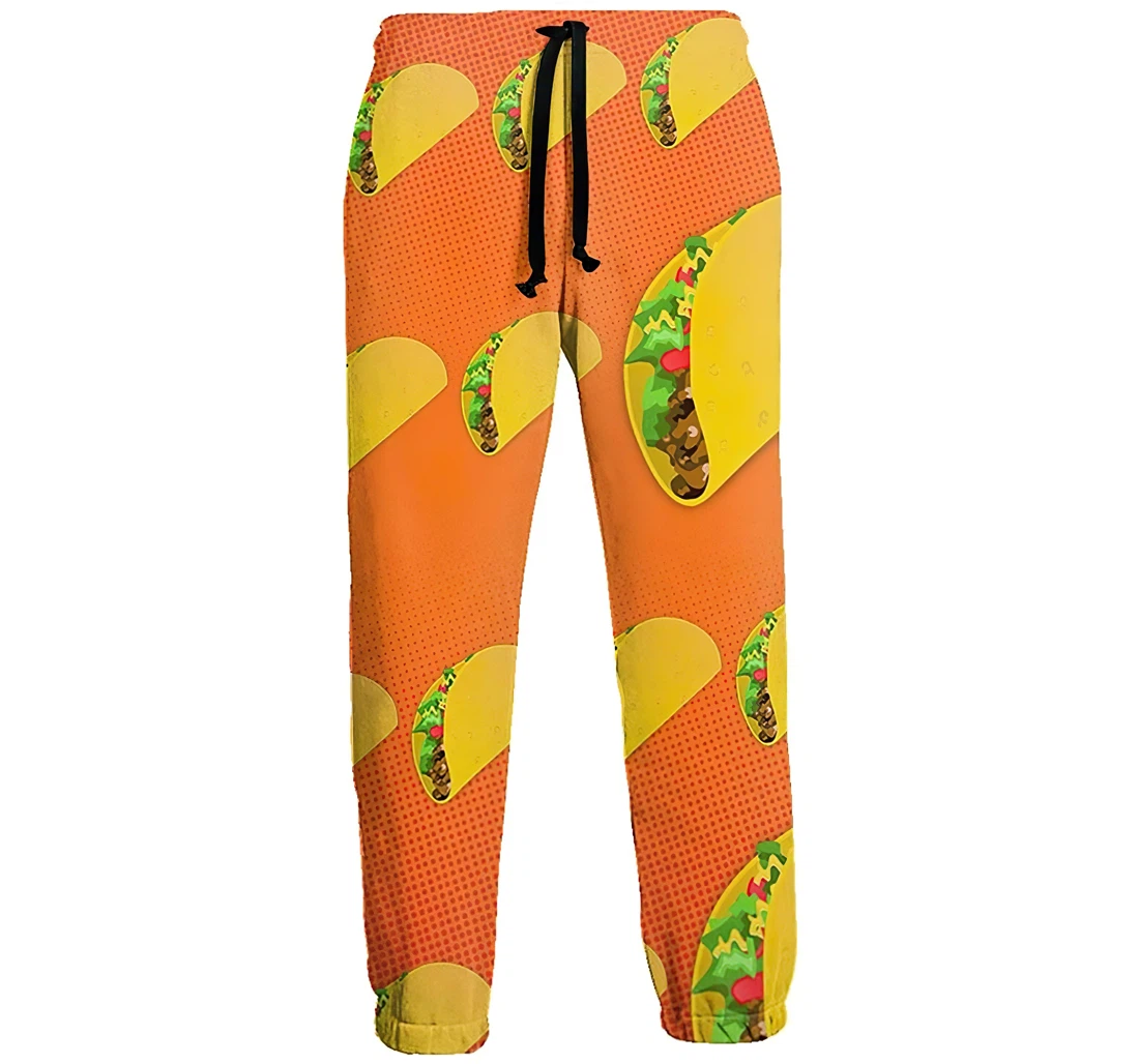 Personalized Orange Tacos Lightweight Workout Athletic Sweatpants, Joggers Pants With Drawstring For Men, Women