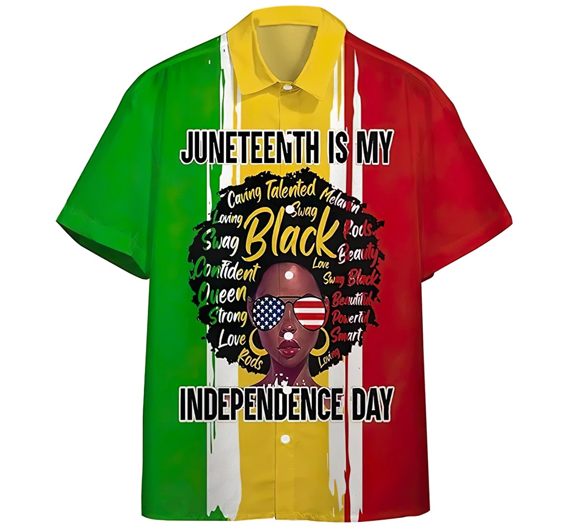 Personalized Juneteenth Is My Independence Day Hawaiian Shirt, Button Up Aloha Shirt For Men, Women