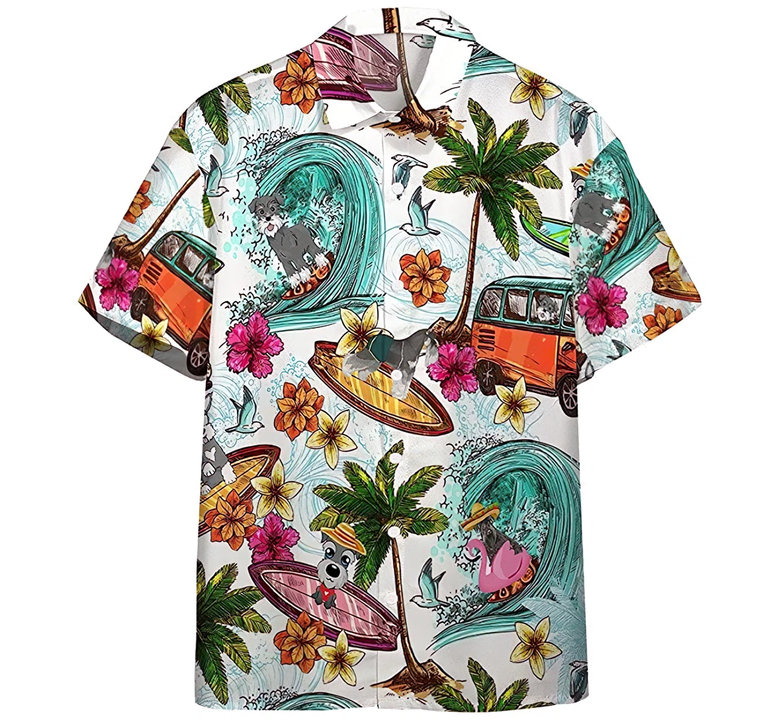 Personalized Miniature Schnauzer Dog Hawaiian Shirt, Button Up Aloha Shirt For Men, Women