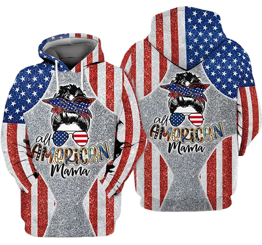 Personalized All American Mama Bling Bling Glasses Included - 3D Printed Pullover Hoodie