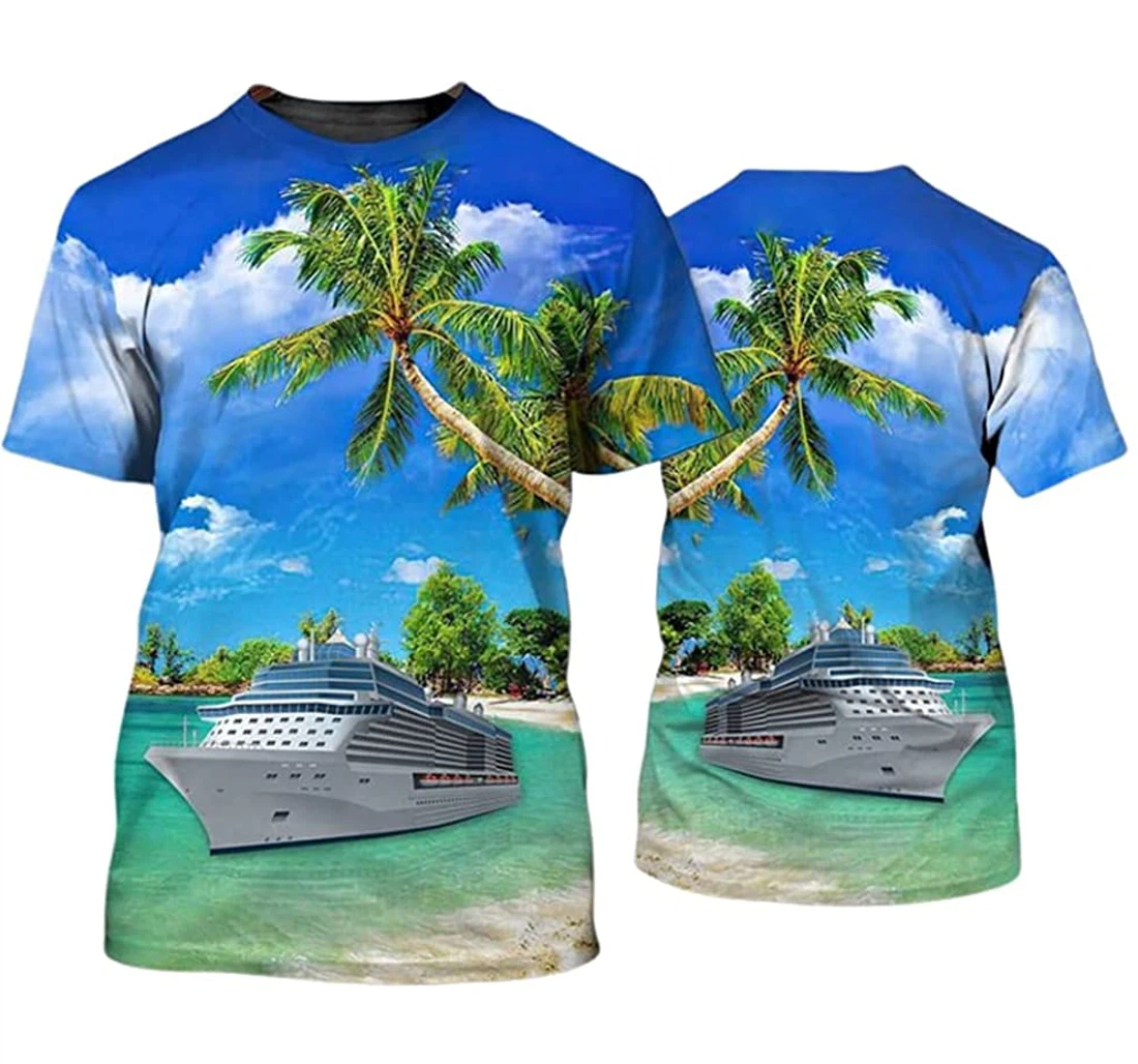 Cruise Beach And Palm Tree Art Included - 3D Printed T-shirt