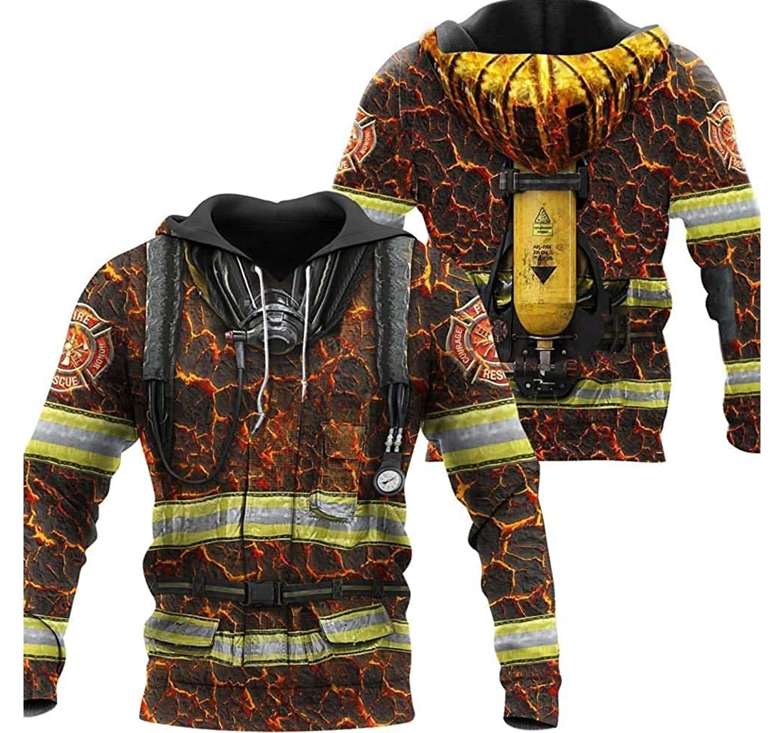 Personalized Firefighter Lava Lightweight Premium Sportwear Up - 3D Printed Pullover Hoodie