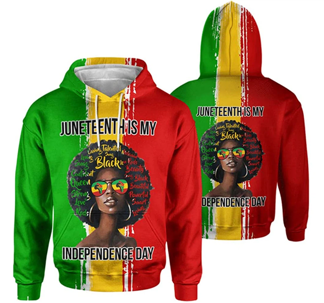 Personalized Juneteenth Is My Independence Day Girl Talented Included - 3D Printed Pullover Hoodie