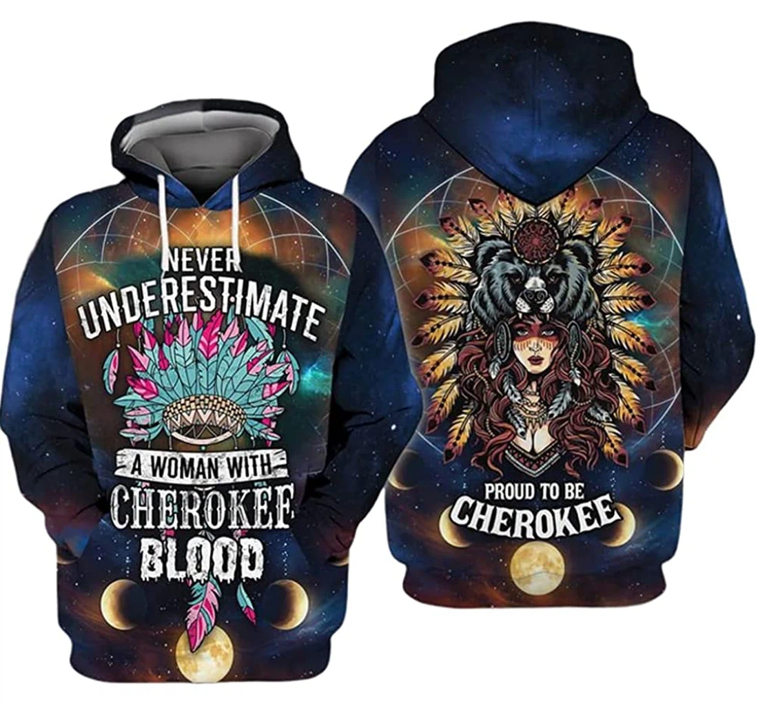 Personalized Cherokef Woman Blood Proud To Be Cherokee Included - 3D Printed Pullover Hoodie