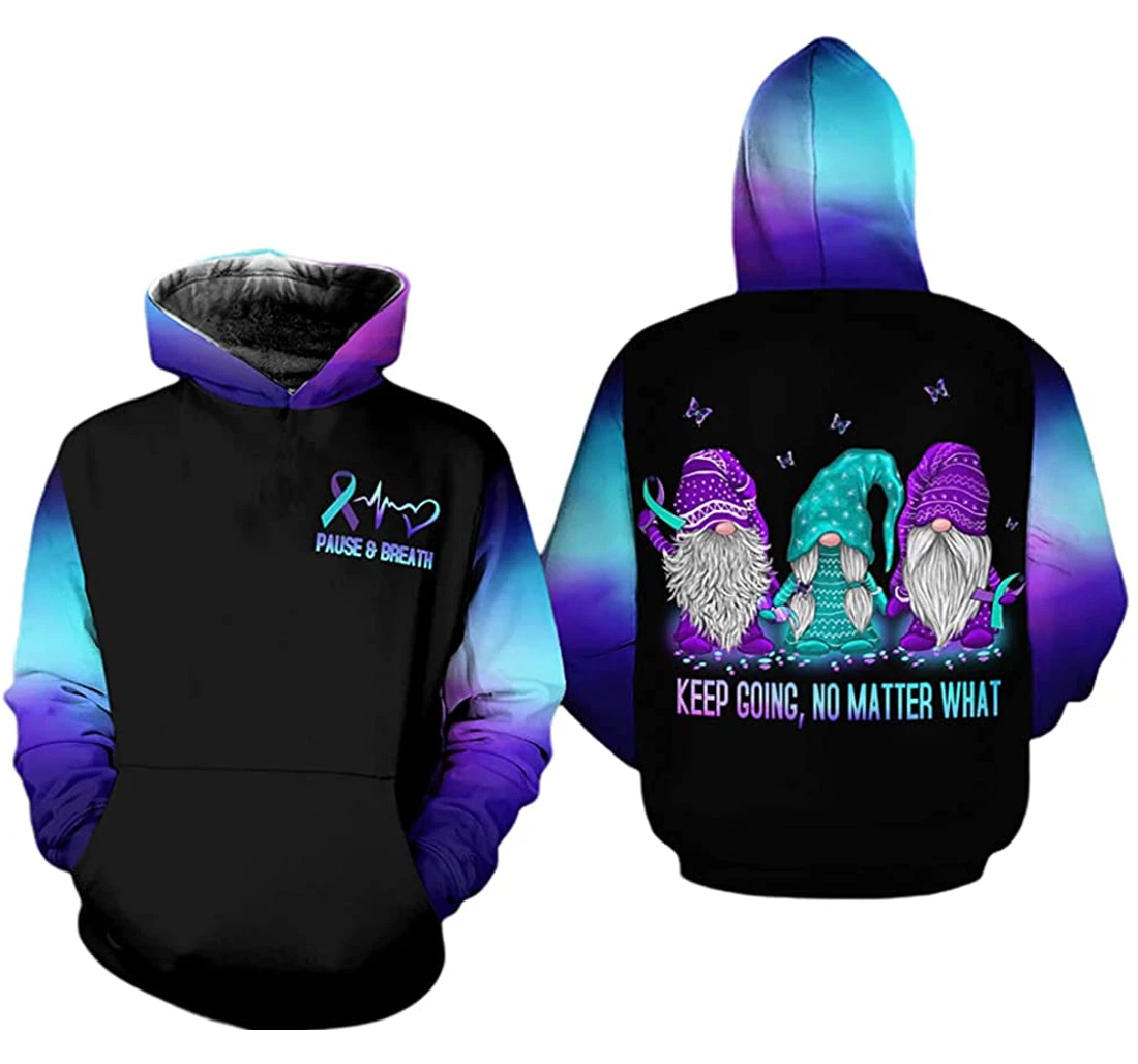 Personalized Suicide Prevention Awareness G_nome Keep Going No Matter What Included - 3D Printed Pullover Hoodie