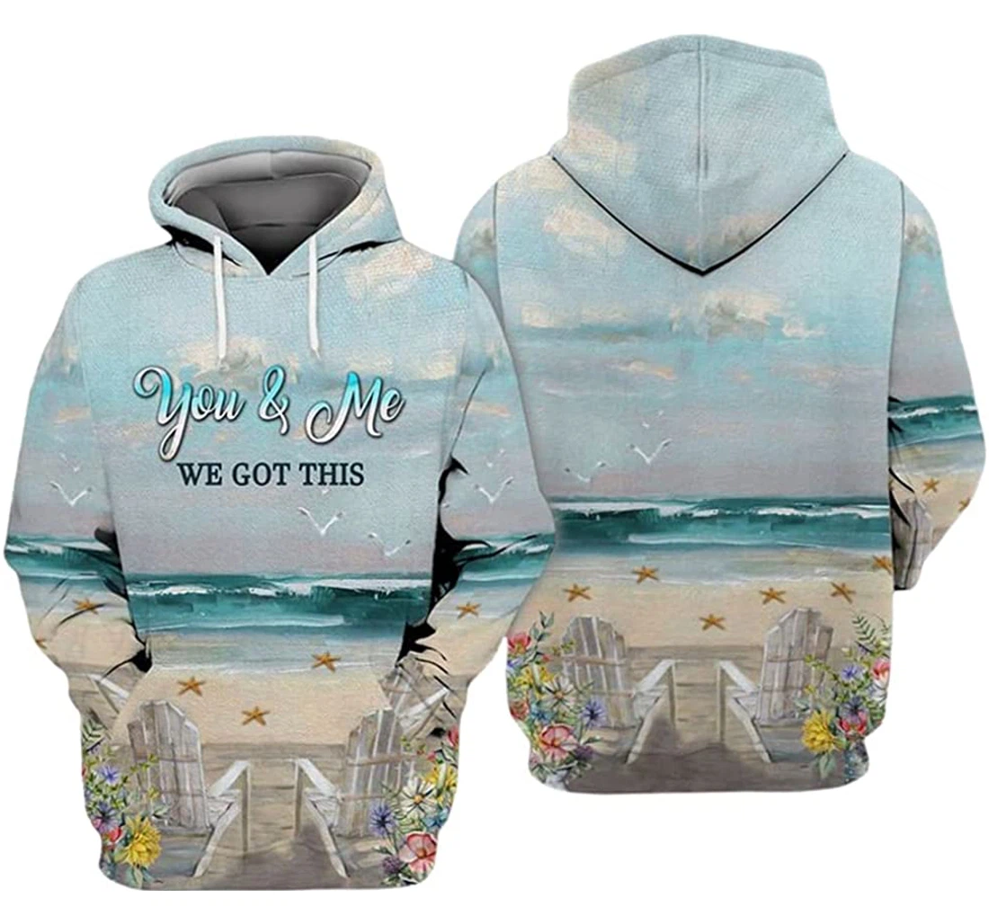 Personalized Beach Lover You & Me We Got This Included - 3D Printed Pullover Hoodie