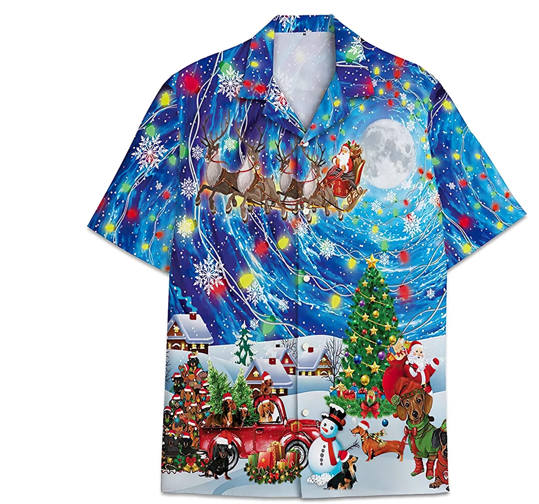 Personalized Christmas Santa Claus Pattern Short Tall Hawaiian Shirt, Button Up Aloha Shirt For Men, Women