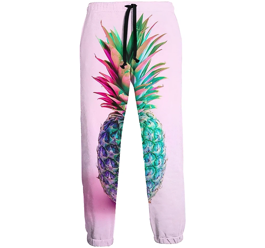 Magic Pineapple Pink Graphric Casual Sweatpants, Joggers Pants With Drawstring For Men, Women