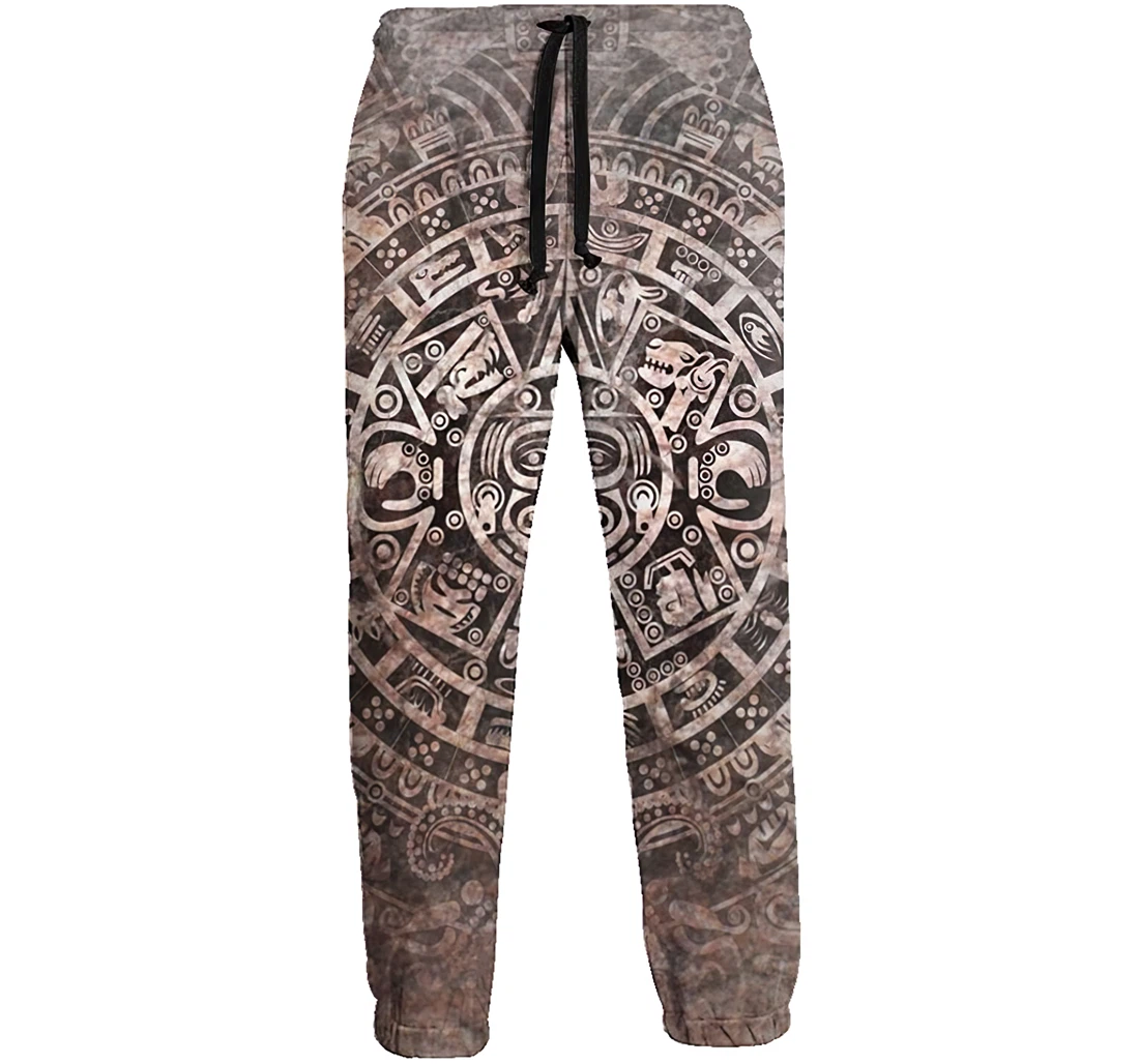Mayan Calendar On Old Stone Graphric Casual Sweatpants, Joggers Pants With Drawstring For Men, Women