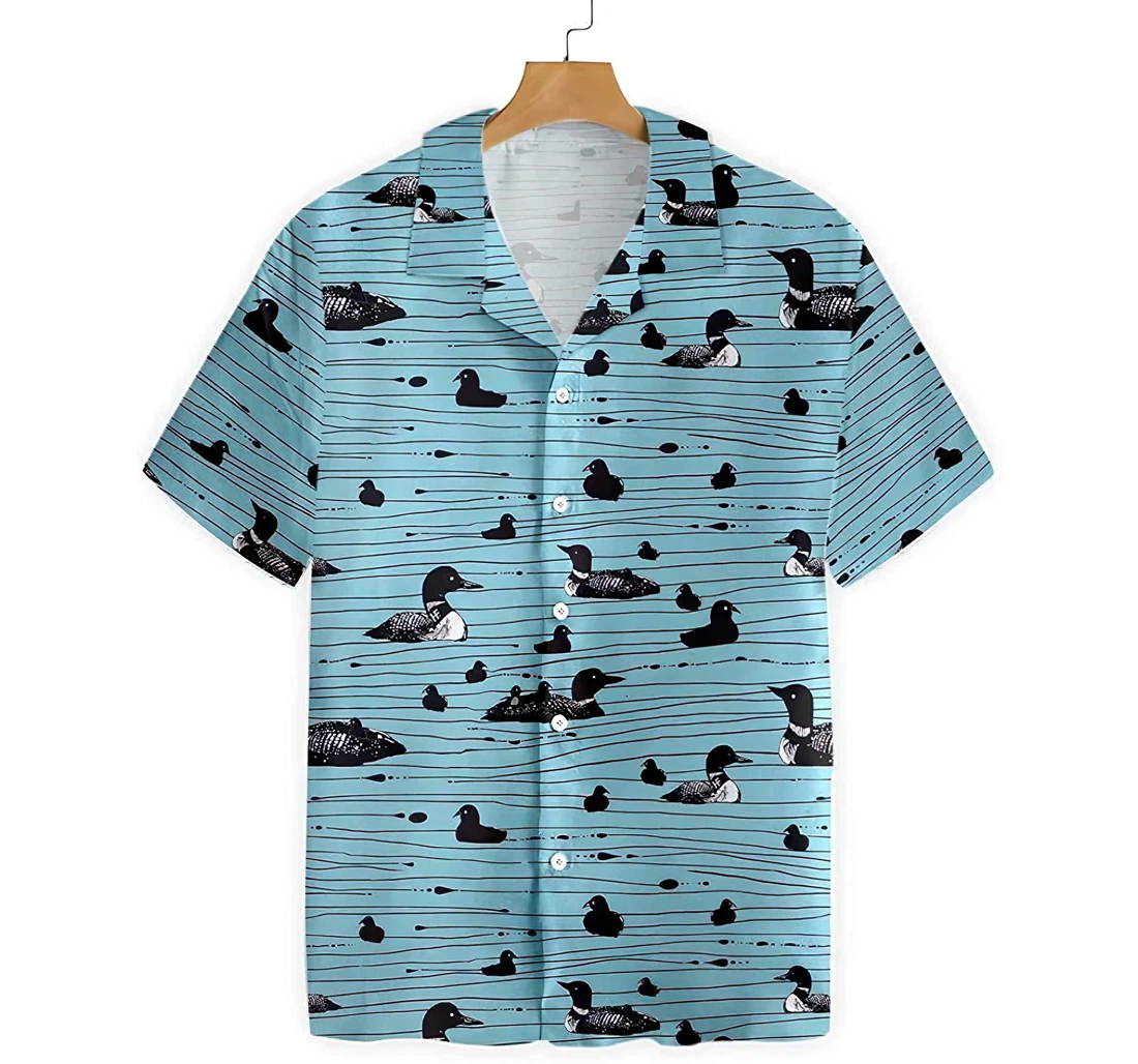Personalized Duck Pattern Hawaiian Shirt, Button Up Aloha Shirt For Men, Women