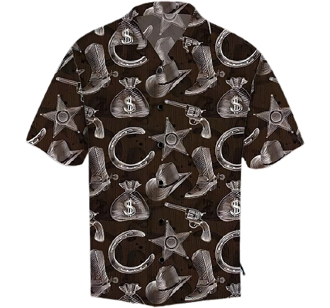Personalized Amazing Cowboy Cotton Pocket Summer Holiday Vacation Hawaiian Shirt, Button Up Aloha Shirt For Men, Women