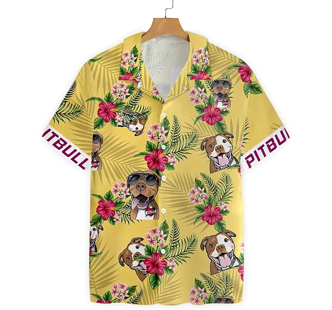 Personalized Pitbull Summer Clothes Hawaiian Shirt, Button Up Aloha Shirt For Men, Women