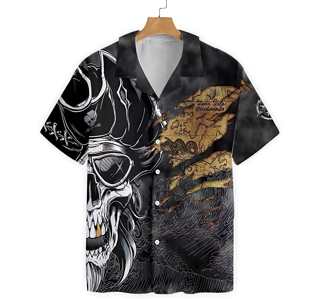 Personalized Pirates Skull Summer Clothes Hawaiian Shirt, Button Up Aloha Shirt For Men, Women