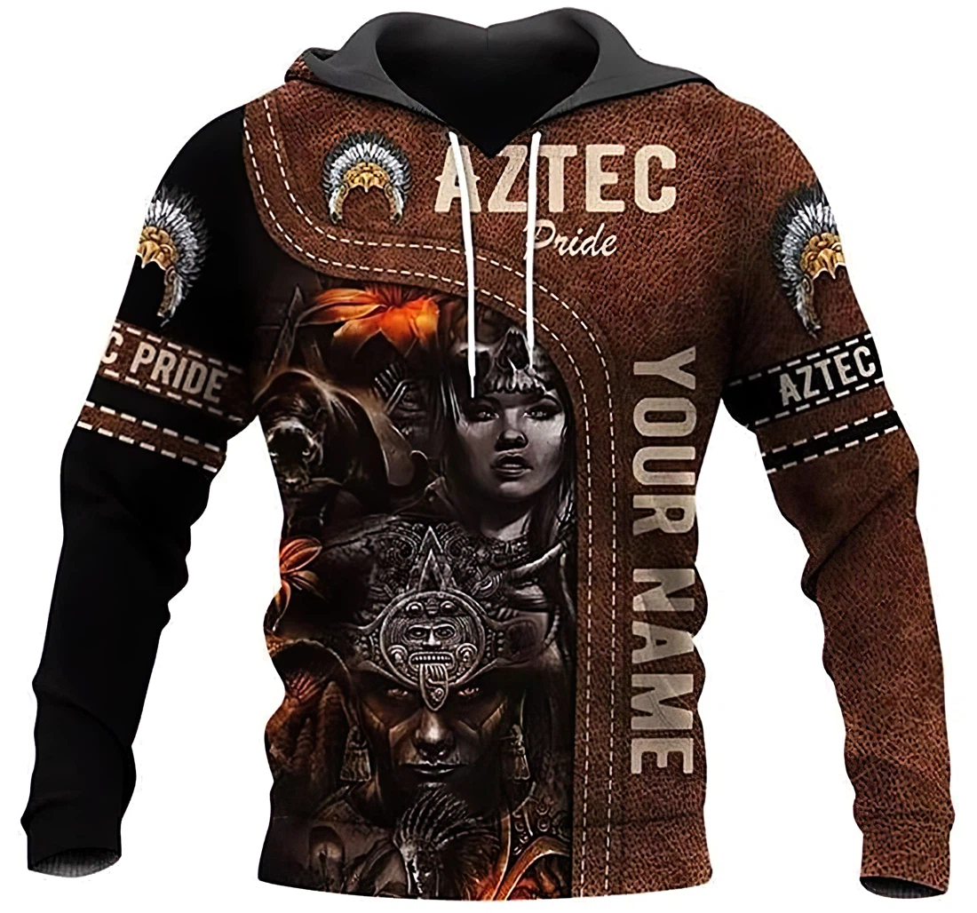 Personalized Name Azect Pride Brown And Leather - 3D Printed Pullover Hoodie