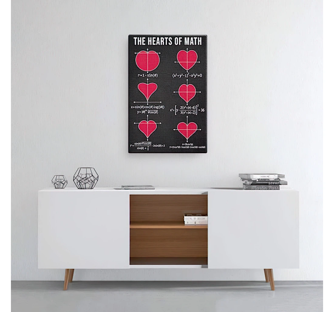 Poster, Canvas - The Hearts Of Math Print Framed Wall Art