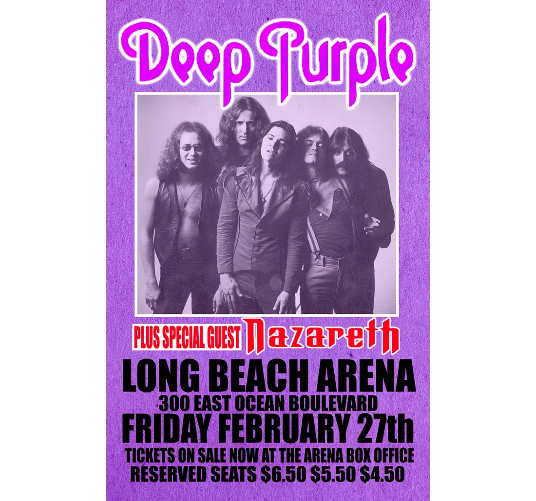 Poster, Canvas - Deep Purple Replica 1976 Concert Print Framed Wall Art