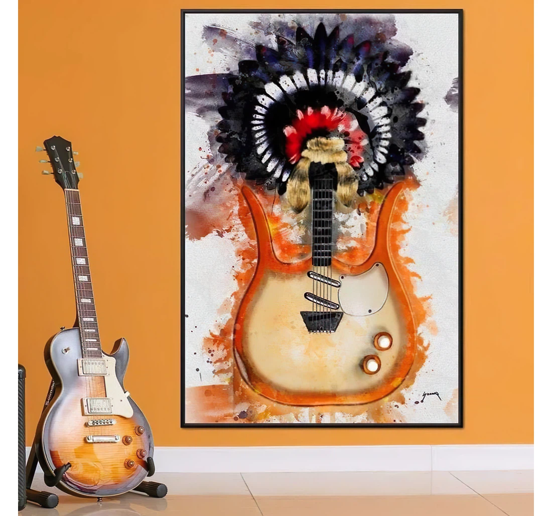Poster, Canvas - Link Wray's Guitar Abraham Szomor Print Framed Wall Art