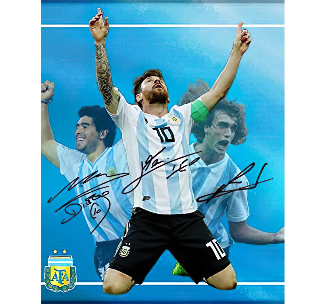 Poster, Canvas - Maradona & Messi Argentina Soccer Star Print Framed Wall Art