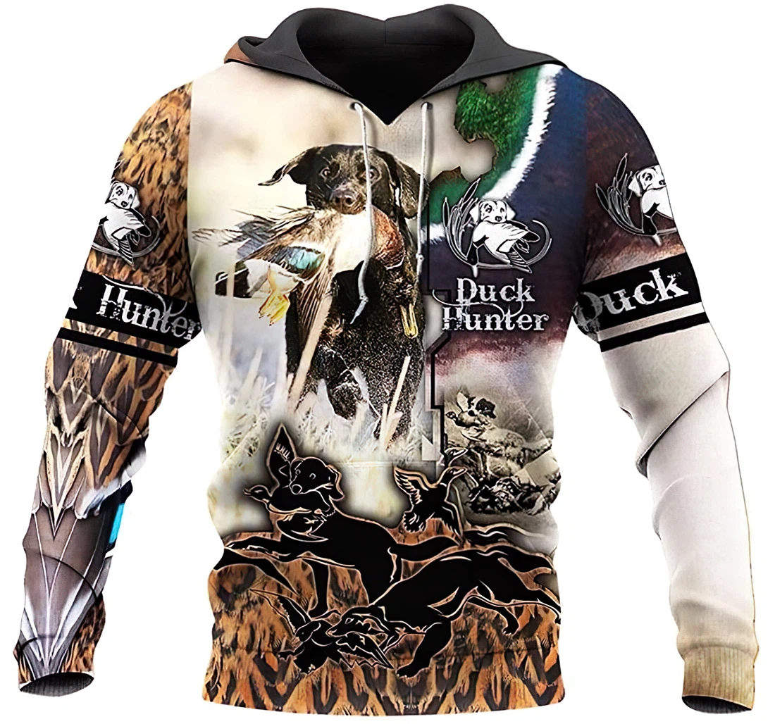 Duck Hunting Dog Hunter Art Included - 3D Printed Pullover Hoodie