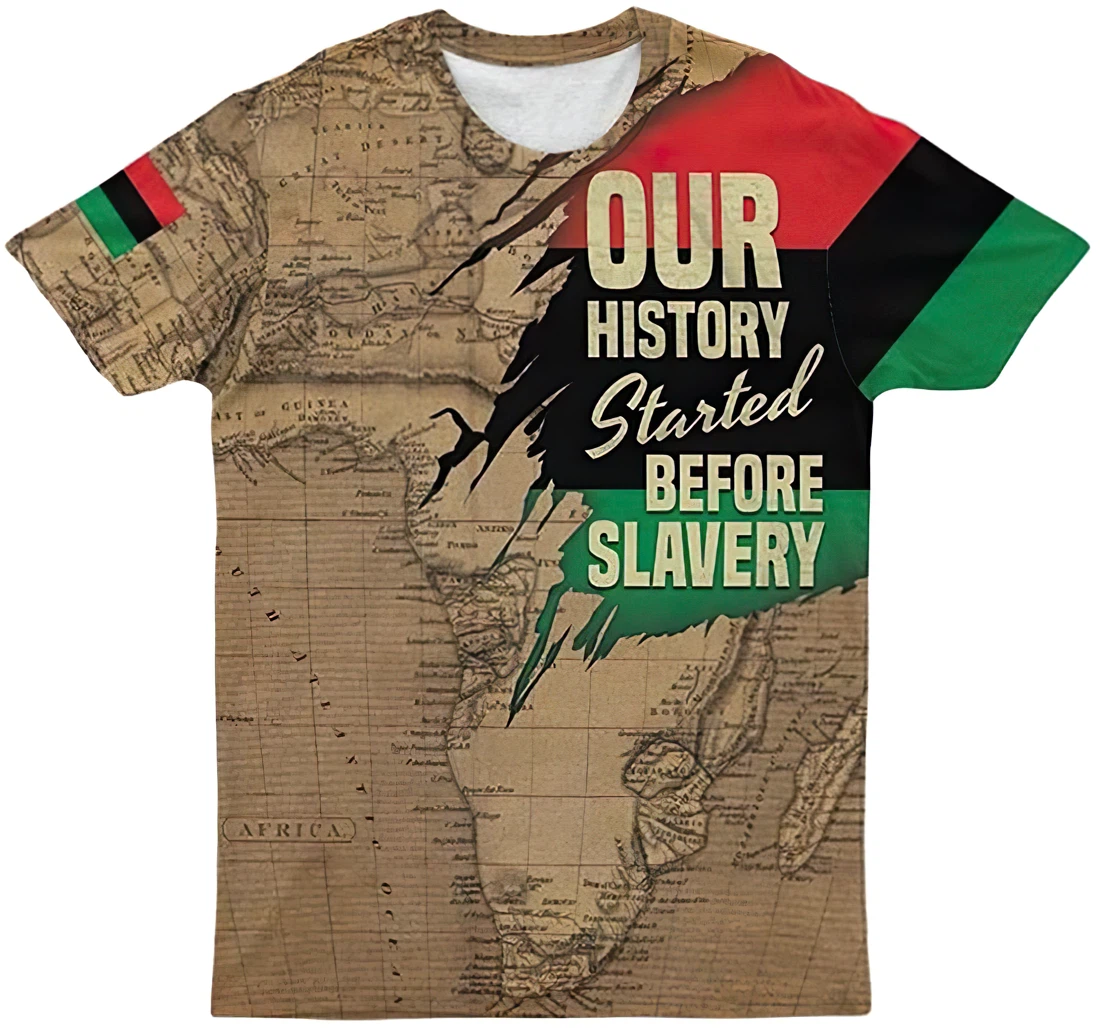 Power African Map Art Our History Started Before Slavery Included - 3D Printed T-shirt