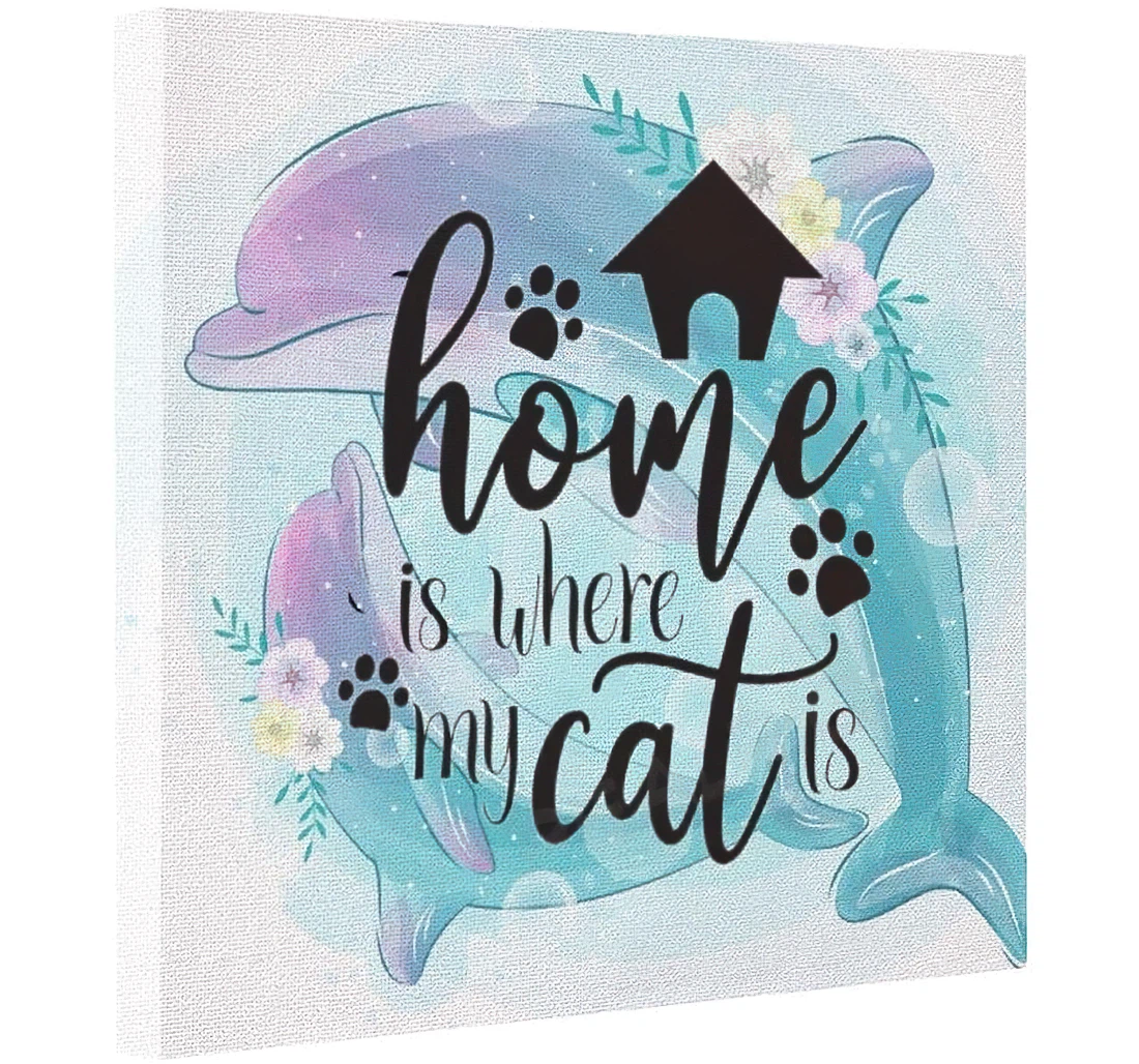 Poster, Canvas - Cat Lettering Typography Birthday Day Decorations, Print Framed Wall Art