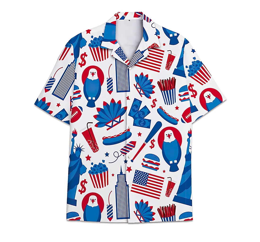 Personalized American Short Tall Button Hawaiian Shirt, Button Up Aloha Shirt For Men, Women
