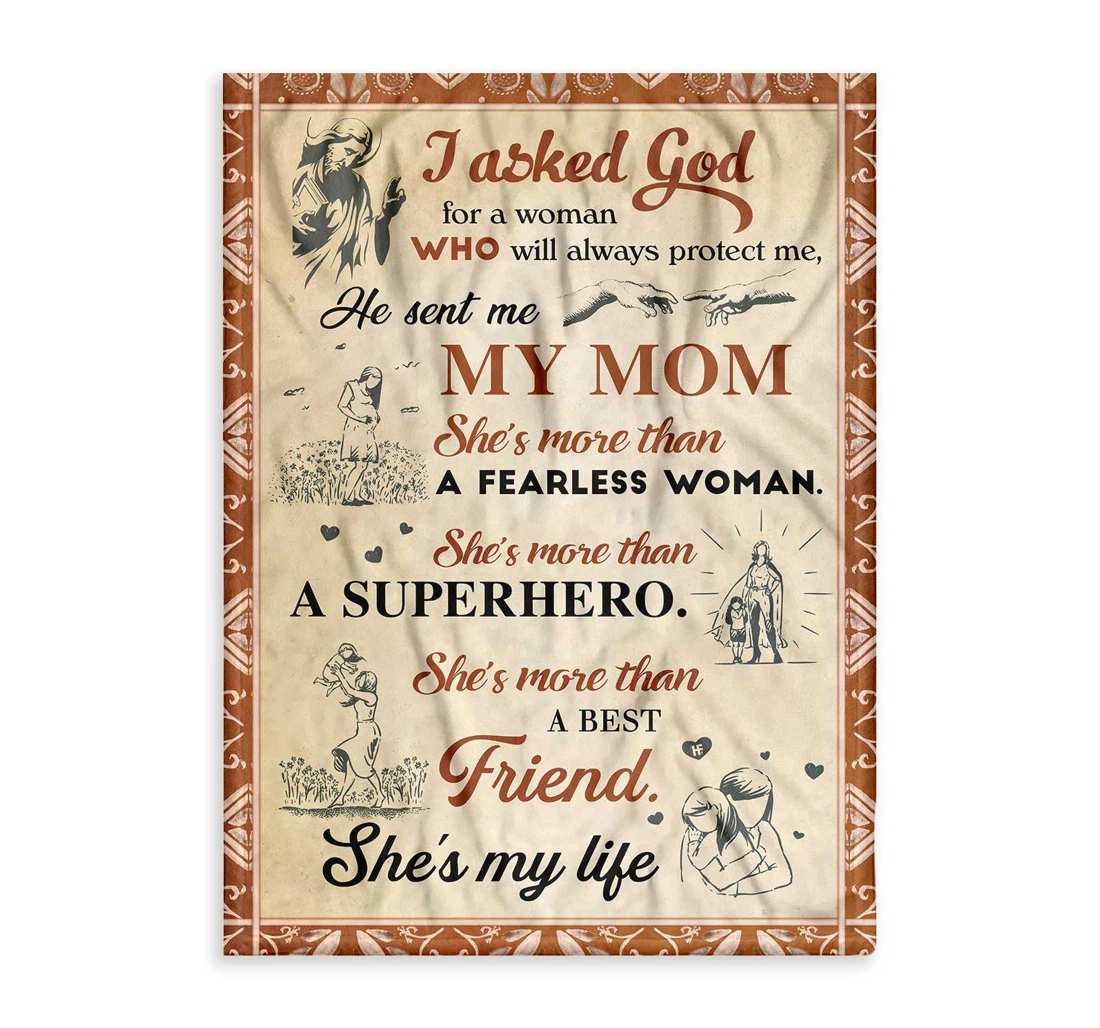 Throw Blanket, Quilt - I Asked God A Woman Sherpa Fleece