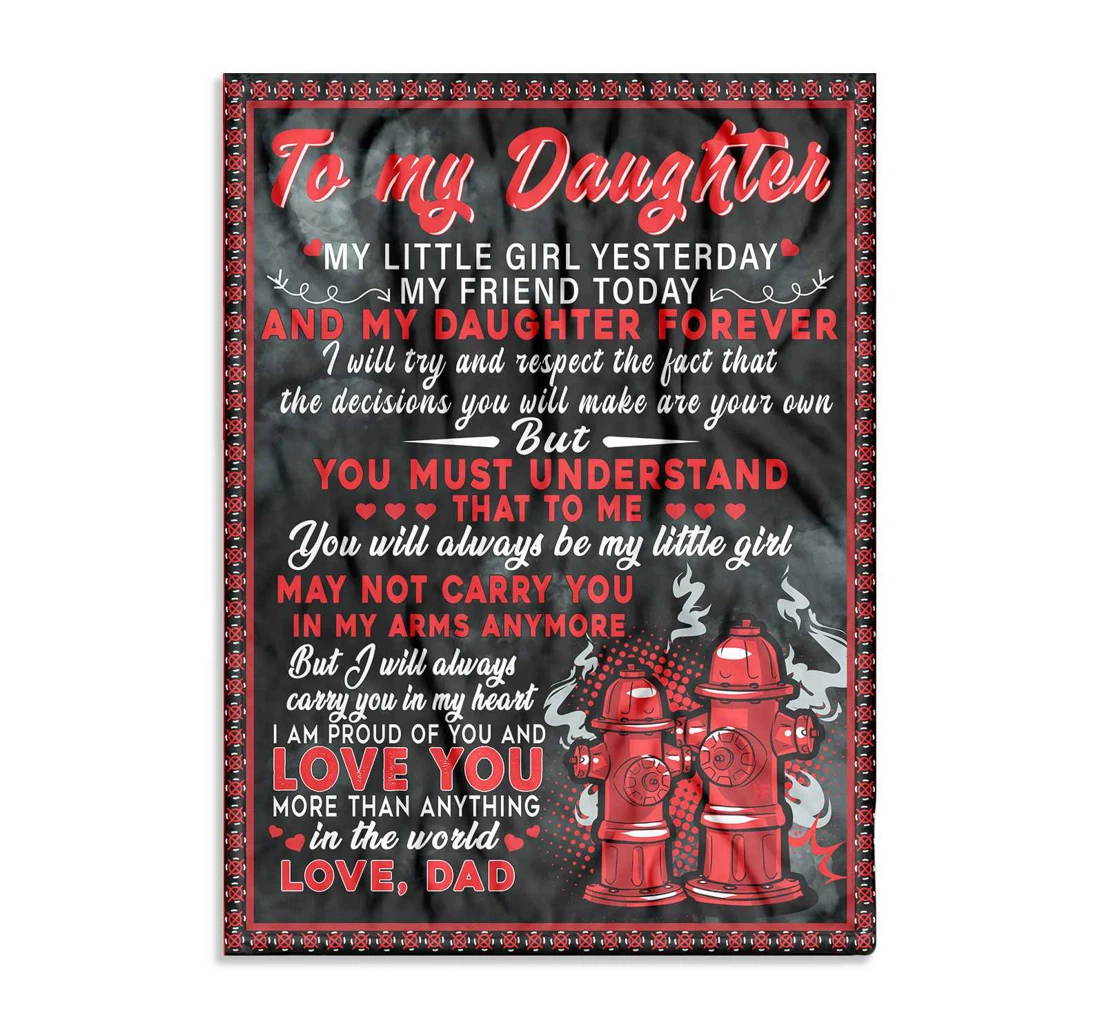 Throw Blanket, Quilt - Dad To Daughter Firefighter Sherpa Fleece