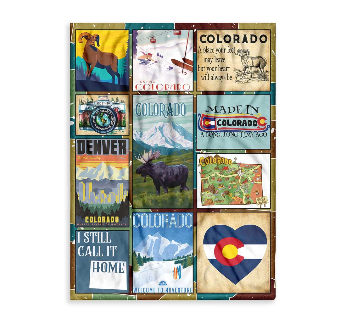 Throw Blanket, Quilt - Made In Colorado A Long Time Ago Sherpa Fleece