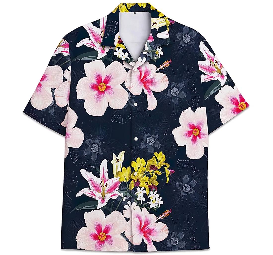 Personalized Colorful Apricot Blossom Hawaiian Shirt, Button Up Aloha Shirt For Men, Women