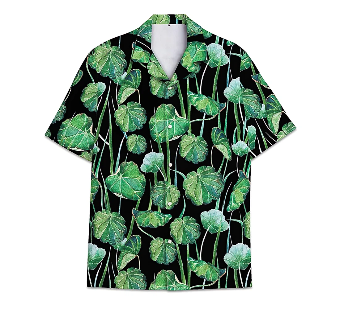 Personalized Lotus Leaf Short Tall Button Hawaiian Shirt, Button Up Aloha Shirt For Men, Women