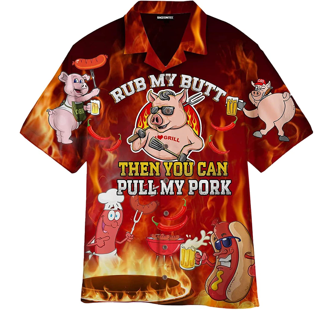 Personalized I Rub My Meat Before I Stick It In Hawaiian Shirt, Button Up Aloha Shirt For Men, Women