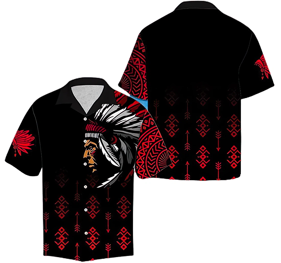 Personalized Amazing Native American Hawaiin Cotton Pocket Summer Holiday Vacation Hawaiian Shirt, Button Up Aloha Shirt For Men, Women