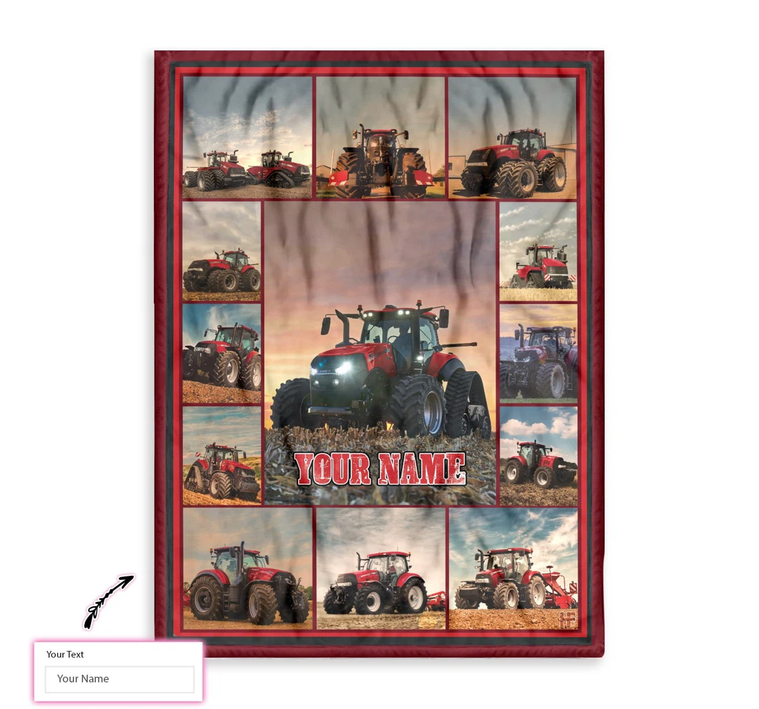 Throw Blanket, Quilt - Red Tractors Custom Sherpa Fleece