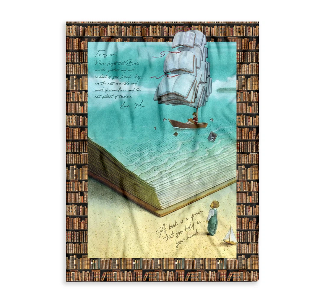 Throw Blanket, Quilt - To My Son A Gift Book Lovers Sherpa Fleece