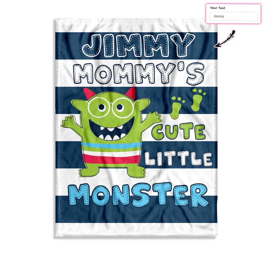 Throw Blanket, Quilt - Personalized Mommy's Cute Little Monster Custom Sherpa Fleece