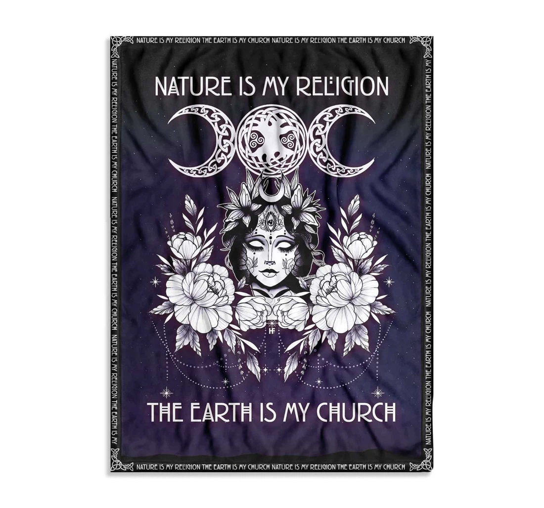 Throw Blanket, Quilt - Wicca Nature Is My Religion Sherpa Fleece