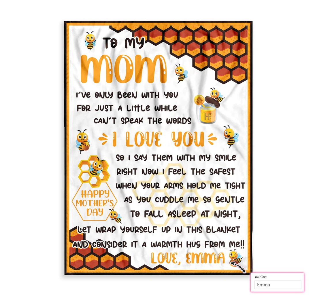 Throw Blanket, Quilt - Kid To Mom In Mother's Day Bee Nest Custom Sherpa Fleece