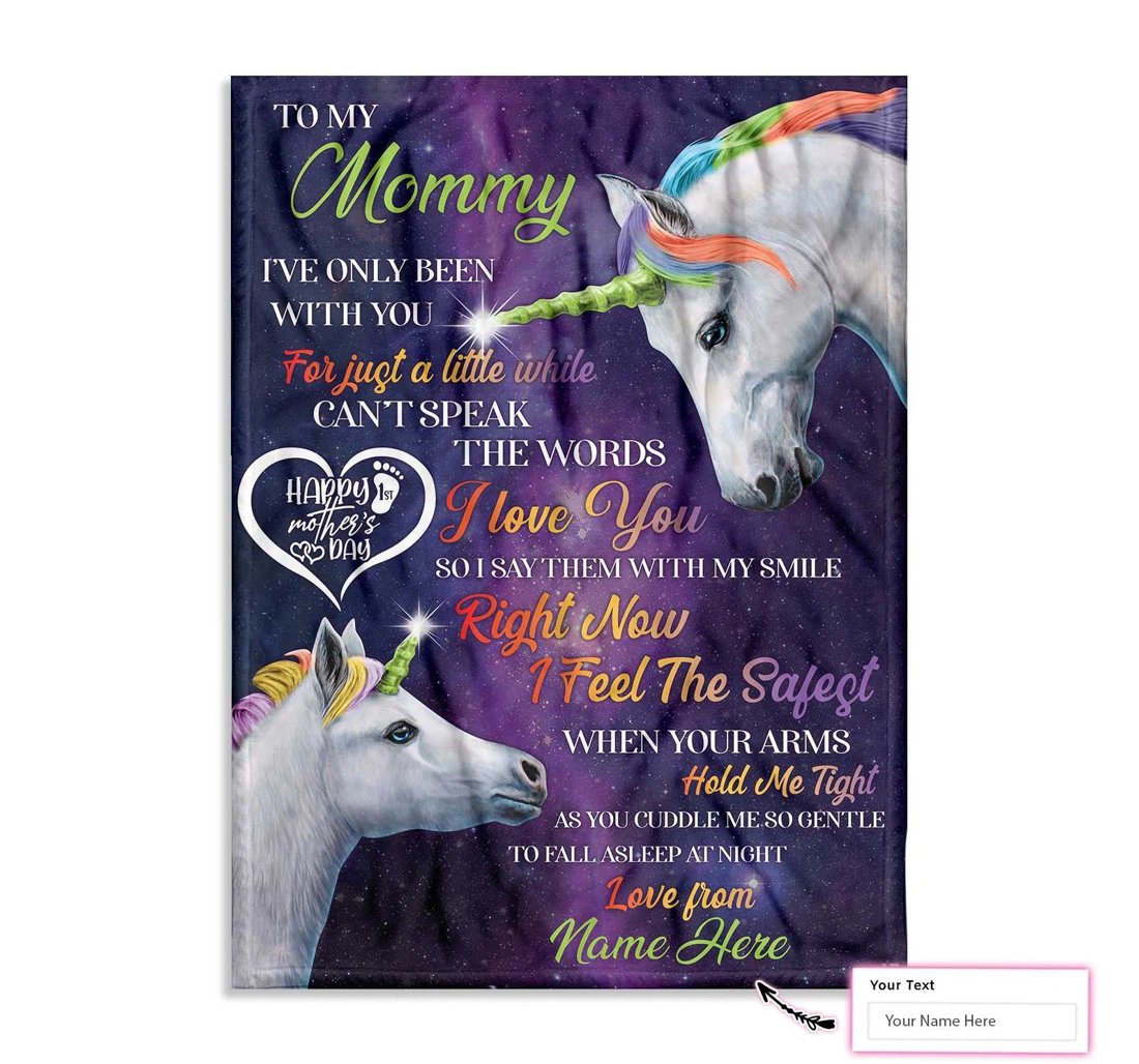 Throw Blanket, Quilt - Personalized Gift To Mommy Happy 1st Mother's Day Unicorn Lover Custom Sherpa Fleece