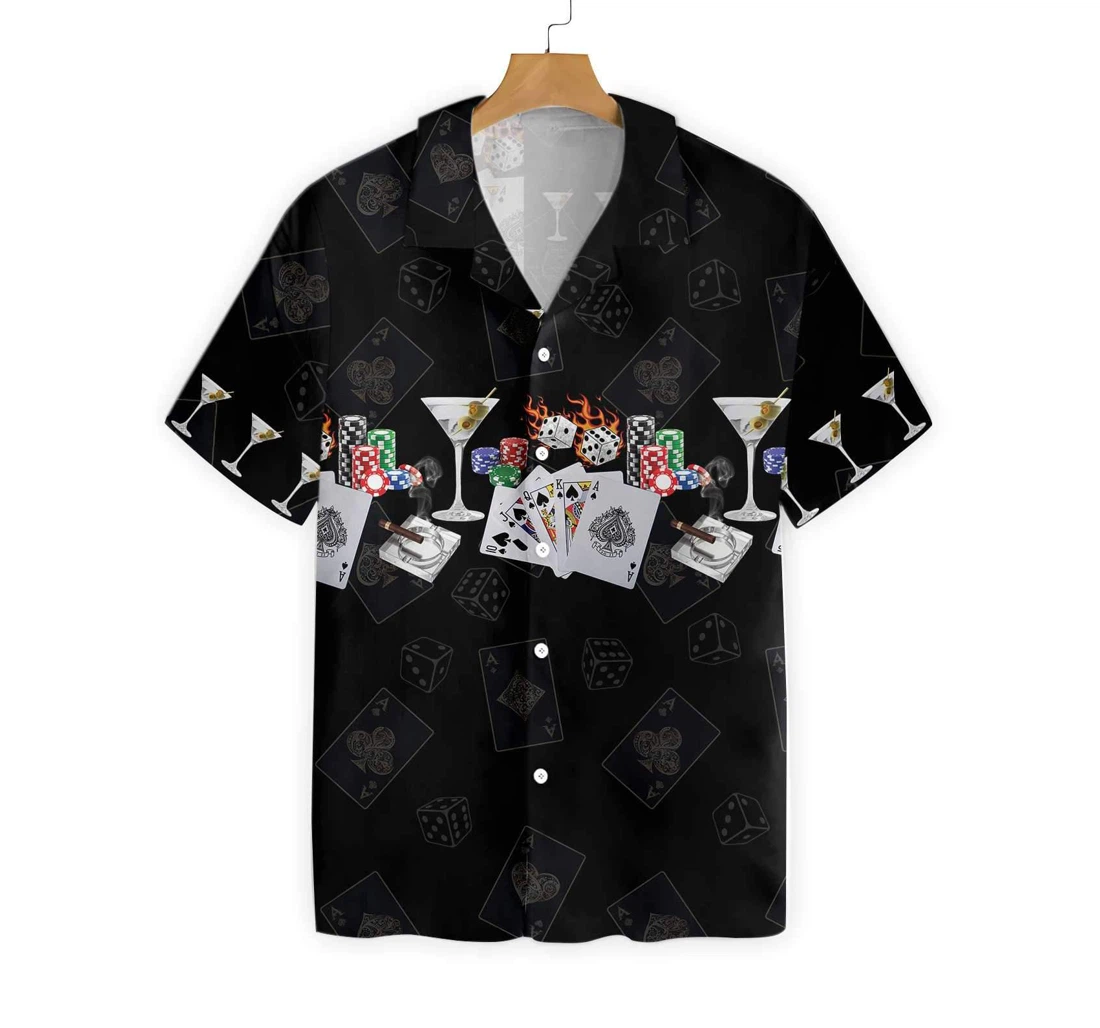 Personalized Gambling And Wine Hawaiian Shirt, Button Up Aloha Shirt For Men, Women