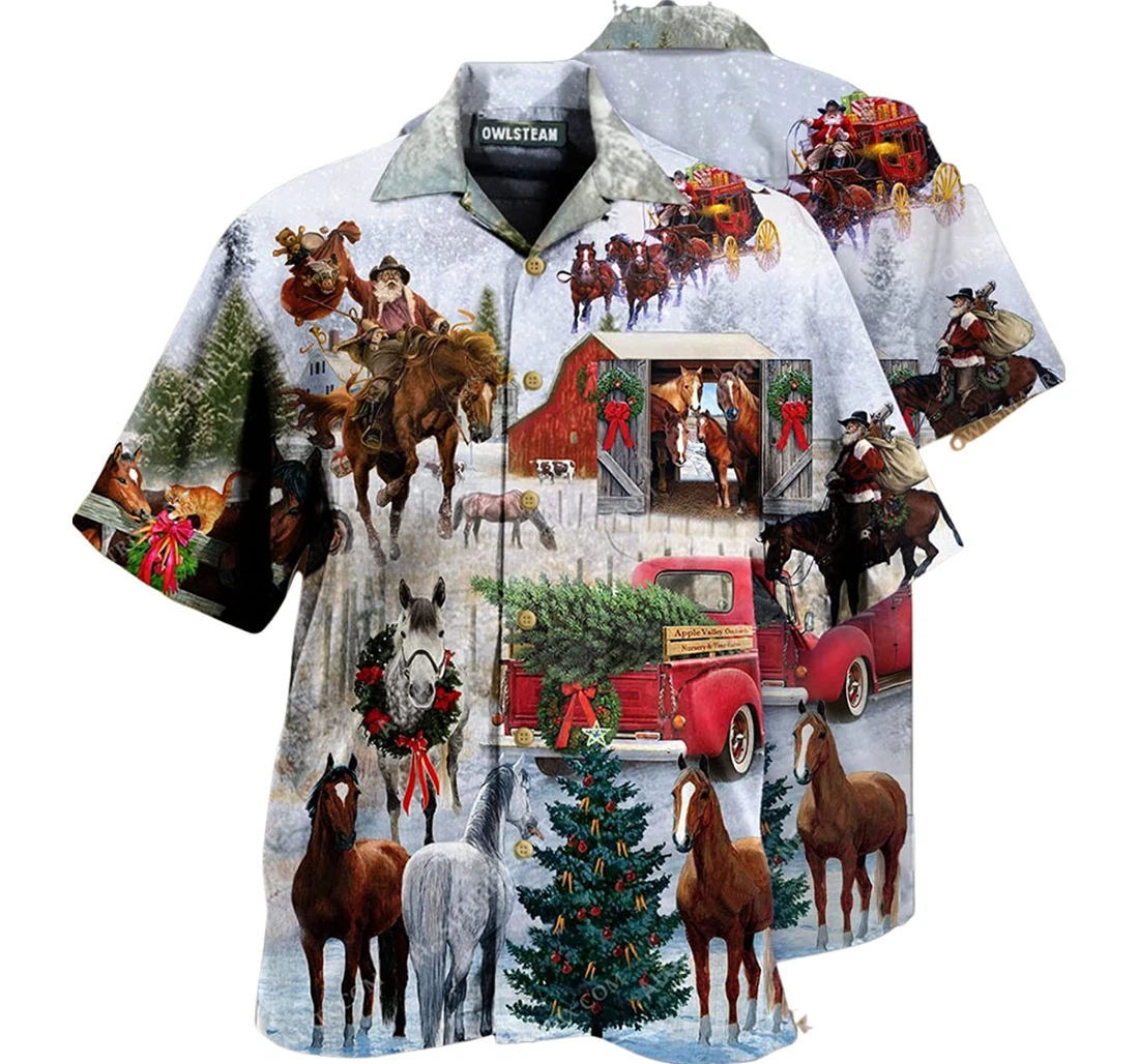 Personalized Christmas Merry Christmas Horse Wants Merry Christmas Shirts Hawaiian Shirt, Button Up Aloha Shirt For Men, Women