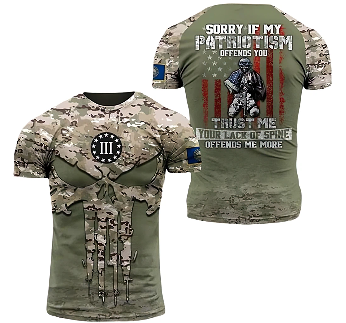 Hampshire Patriots Sorry If My Patriotism Offends You Included - 3D Printed T-shirt