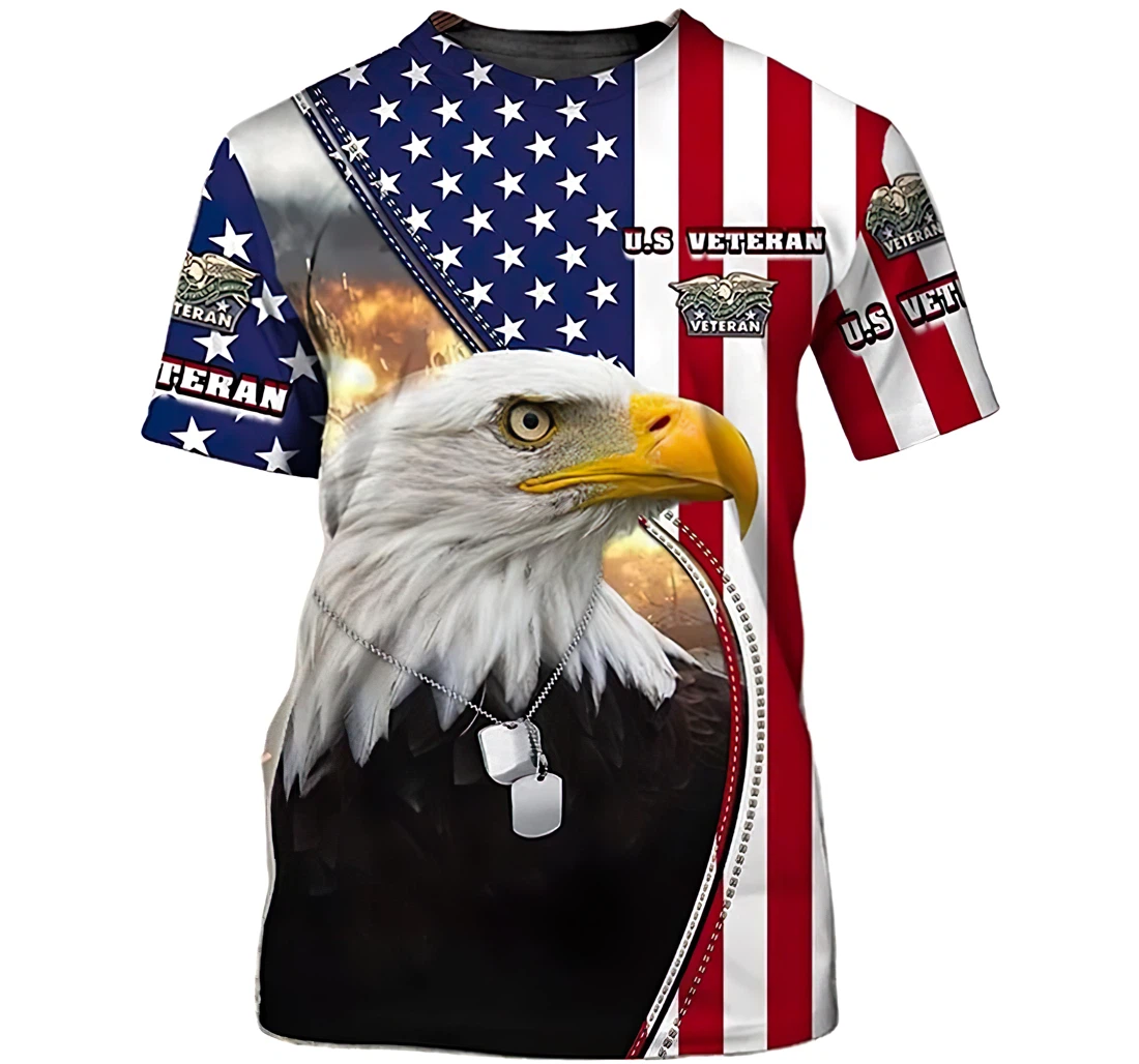U.s Veteran Eagle And Us Flag Veteran Lover Included - 3D Printed T-shirt