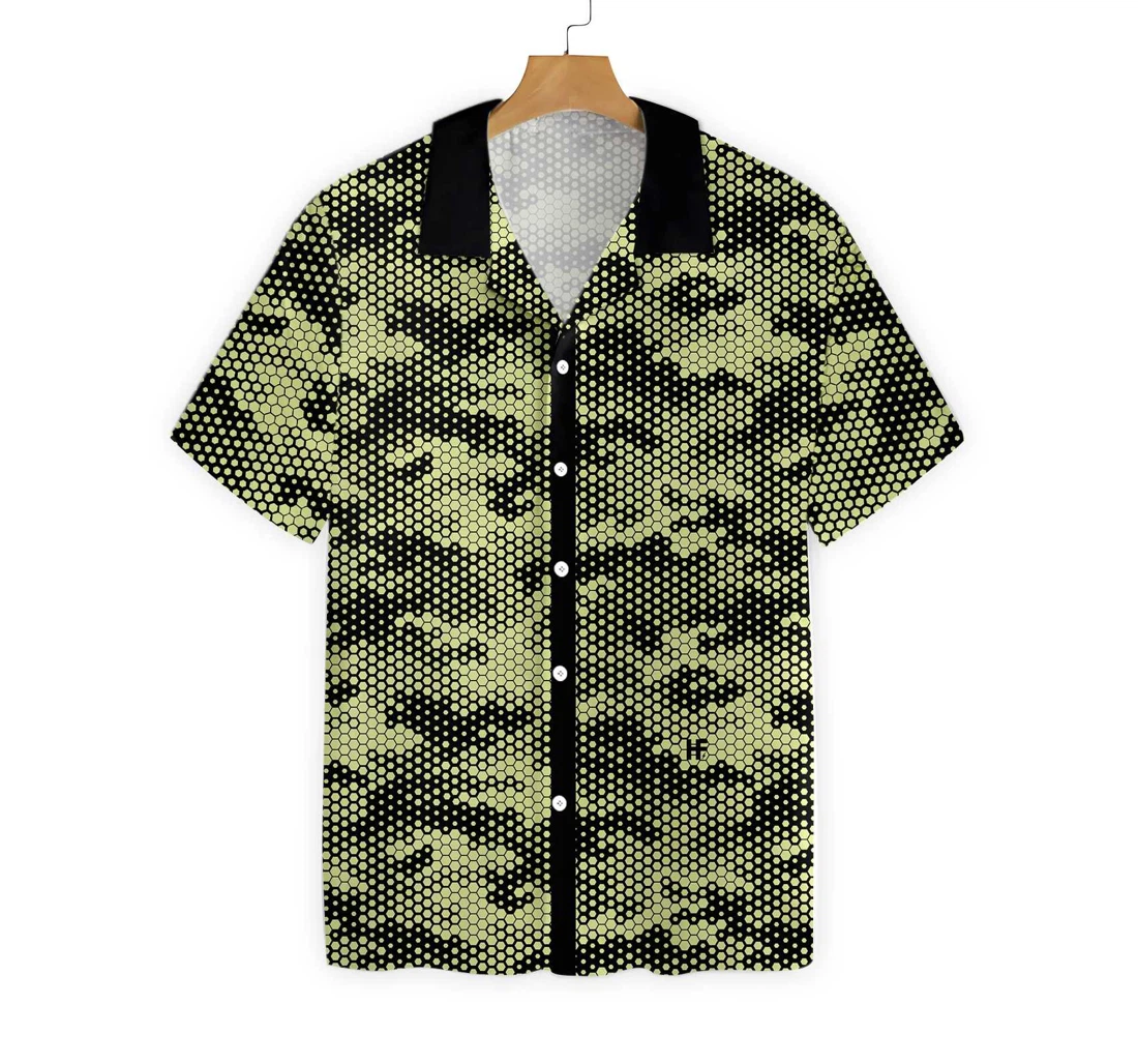 Personalized Golf Ball Texture Digital Camo Hawaiian Shirt, Button Up Aloha Shirt For Men, Women