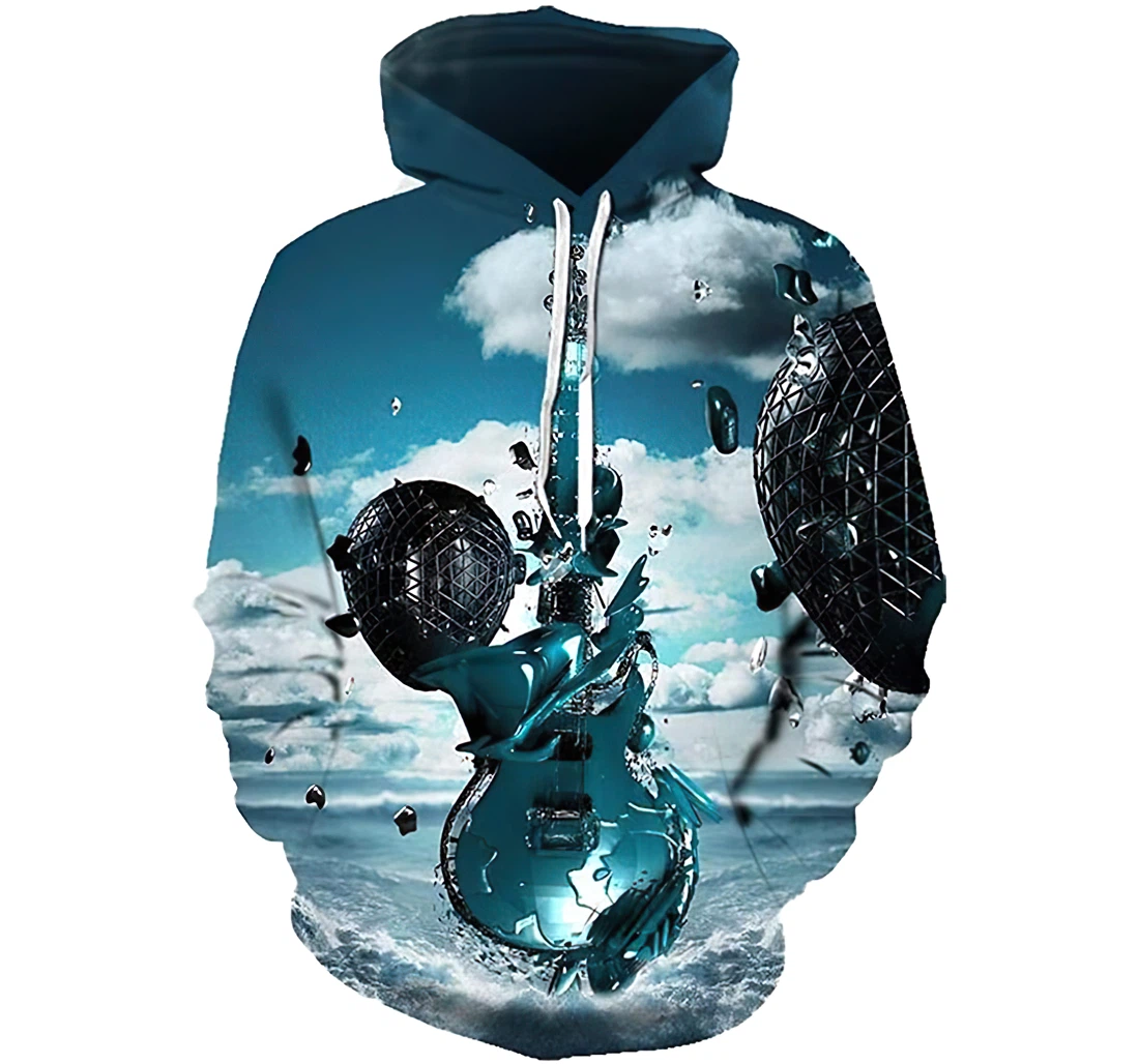 Water Guitar Lightweight Premium Sportwear Up - 3D Printed Pullover Hoodie