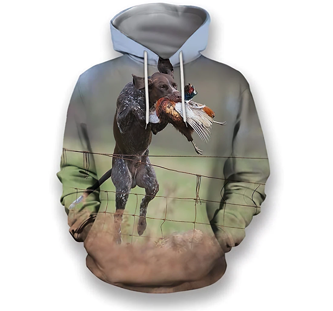 Hunting Pointer Dog Jumping Lightweight Premium Sportwear Up - 3D Printed Pullover Hoodie