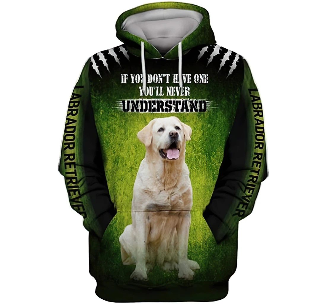 Labrador Retriver In Green Grass Lightweight Premium Sportwear Up - 3D Printed Pullover Hoodie