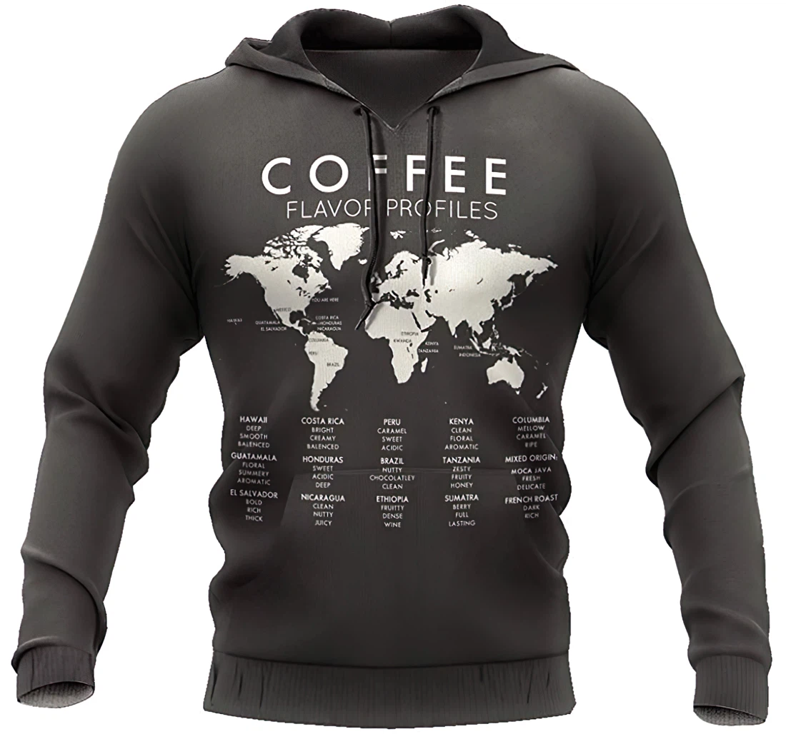 Beautiful Maps Coffee World Lightweight Premium Sportwear Up - 3D Printed Pullover Hoodie