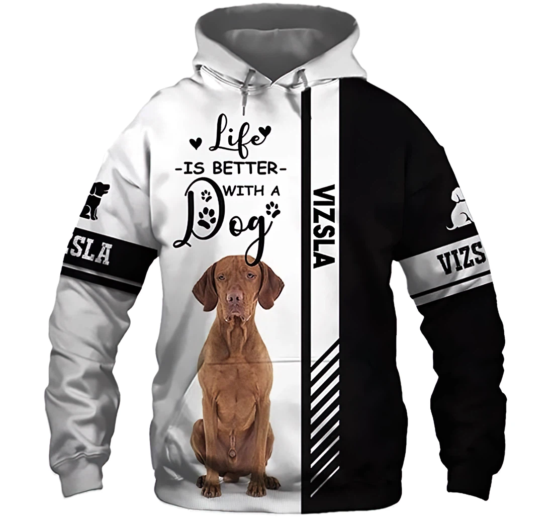 Vizsla Life Is Better With A Dog Lightweight Premium Sportwear Up - 3D Printed Pullover Hoodie