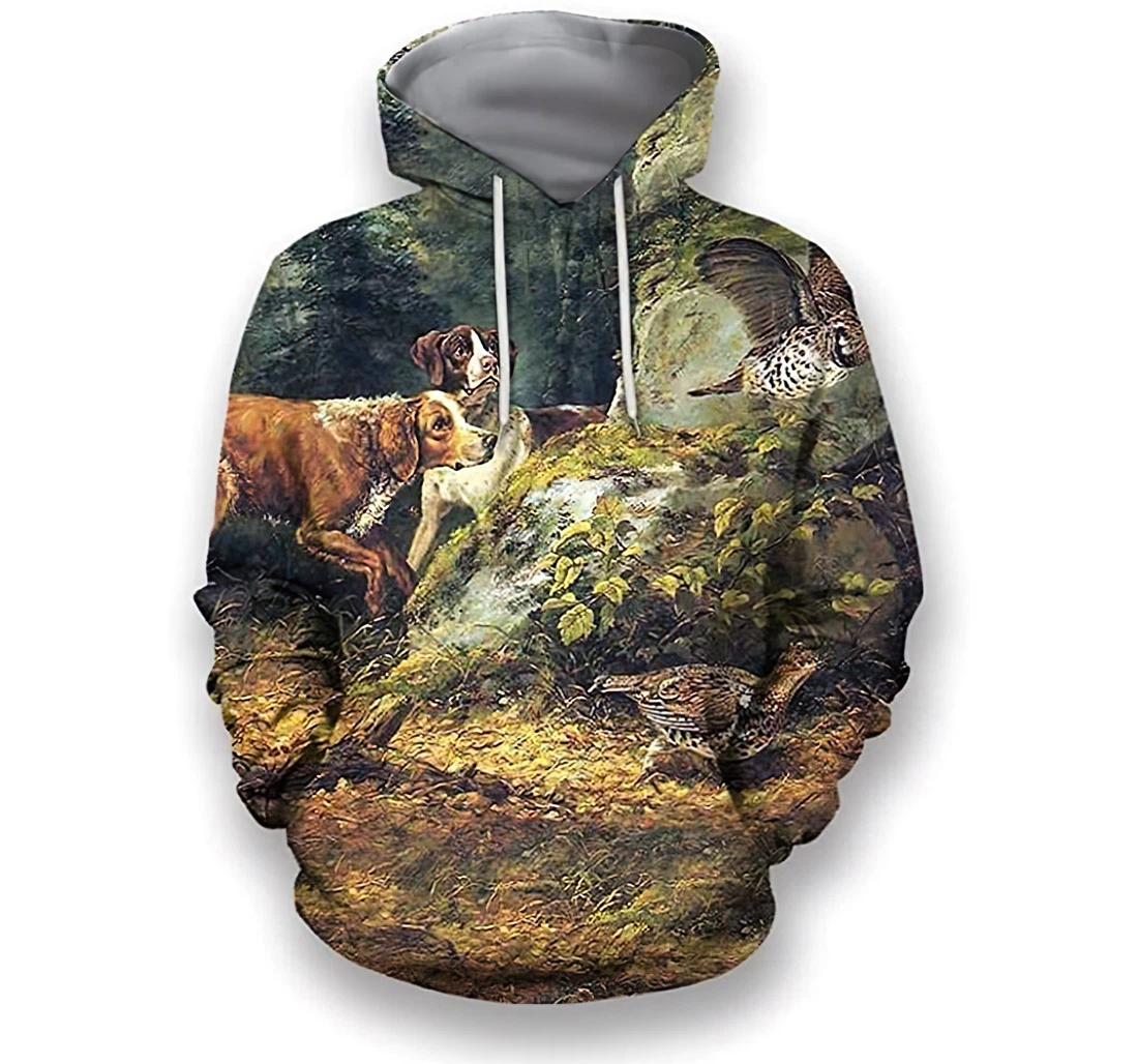 Hunting Dog Forest Lightweight Premium Sportwear Up - 3D Printed Pullover Hoodie